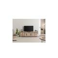 mobile tv in legno di mango 220x55x60 laccato beige railway #366