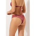 brasiliana con drappeggio costume shiny satin donna rosa scuro l