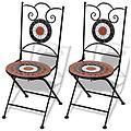 - sedie da bistrot pieghevoli 2 pz ceramica terracotta e bianco