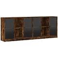 - libreria con ante rovere fumo 204x37x75 cm in legno multistrato