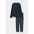 pigiama lungo in cotone premium mercerizzato stampato uomo blu taglia xxl