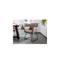 iron label #05 sedia in vera pelle beige 62x59x86