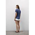 maglia manica corta con scollo a v in lino the pure linen donna blu taglia m