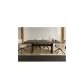 tavolo da pranzo in legno di quercia 213x100x76 laccato marrone scuro beams #80