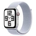 watch se gps + cellular 44mm cassa in alluminio color argento con blu tempesta sport loop