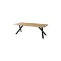 tavolo da pranzo in legno di mango e resina epossidica nera 160x90x76 laccato natur / gambe a x