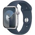 watch series 9 gps + cellular cassa 41mm in alluminio argento con cinturino sport blu tempesta s/m