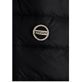 piumino donna con cappuccio bordato e finitura lucida nero donna extra small