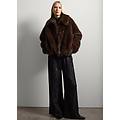 - giacca marrone in finta pelliccia con zip donna marrone scuro taglia xs