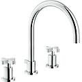 batteria per lavabo con bocca lunga serie lira lr116211/5cr cromato ottone