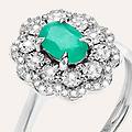 anello solitario elizabeth crown oro bianco smeraldo diamante collezione elizabeth crown misura 52