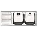 lavello roma 116x50 cm inox spazzolato 2 vasche con sgocciolatoio a sinistra piletta 3 5''