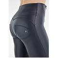 wr. up similpelle wide leg vita alta con doppia zip nero donna large