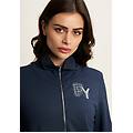 felpa zip e collo alto con dettaglio effetto seta dark sapphire donna medium