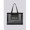 borsa shopper a rete con lettering