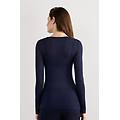 maglia scollo a v in modal ultralight con cashmere donna blu taglia s