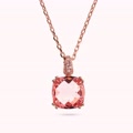 collana catena rolo con prisma gem quadrata e pav&eacute;