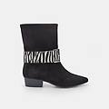 stivaletti da donna in suede con cinturino animalier nero