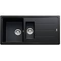 lavello integrato 1. 5 vasche in fragranite nero boston l 50 x l 97 cm