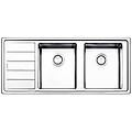 - serie linear plus lavello da incasso 2 vasche con gocciolaoio a sinistra dimensioni 116 x 50 cm