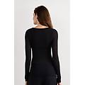 maglia manica lunga modal ultralight con cashmere scollo madonna donna nero taglia l