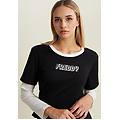 t-shirt cropped 2-in-1 bicolore black-coconut milk donna medium