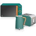 Swan Set Colazione Nordic Microonde 20l Bollitore Tostapane 2 Fette Verde