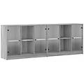 - libreria con ante grigio sonoma 204x37x75 cm legno multistrato