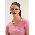 t-shirt con logo su grafica ondulata cashmere rose donna extra large