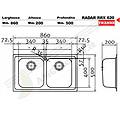 lavello lineare radar rrx620 2 vasche-acciaio inox