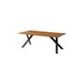 tavolo da pranzo in legno di acacia 160x90x75 laccato naturale / gambe a x inclinate antracite swiss