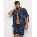 camicia maniche corte in viscosa marina i / stampato / xl stampato