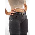 pantaloni push up wr. up tessuto ecologico effetto bleached nero donna xxs