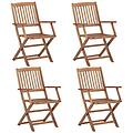 - sedie da giardino pieghevoli 4 pz in legno massello d'acacia