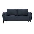 divano design 2 posti in tessuto effetto velluto testurizzato blu scuro e metallo nero mosco