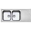 av1162ilbc â? lavello da incasso 2 vasche + gocciolatoio sinistro acciaio inox 116x50 cm da