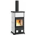 stufa a legna con forno gemma. 16 ceramica bianca