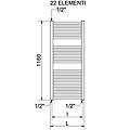 termoarredo scaldasalviette lisa 25 h 1160 l 500 verniciato bianco 22 elementi tubolare ral 9010