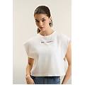 t-shirt manica corta cropped con stampe mst bianco donna small