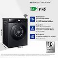 quickdrive 8000 series ww90db8u95gb lavatrice caricamento frontale 9 kg 1400 giri/min nero