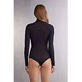 body a collo alto in modal ultralight con cashmere donna nero taglia m