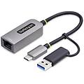 adattatore usb-c con dongle usb-a ethernet gigabit 5gbps grigio