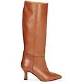 stivali cognac in pelle tacco 7 cm