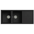lavello 2 vasche (116x50cm) unico 500 nero opaco lgu50040