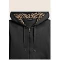 felpa con zip e cappuccio fodera animalier nero donna large