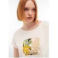 t-shirt donna in jersey modal con grafica tropical centrale jet stream-white donna extra small