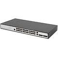 switch di rete gigabit ethernet da 19`` 24 porte 4xuplink sfp-rj45 layer 2 gestito porta cli nero