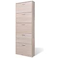 - scarpiera in legno effetto rovere con 5 scomparti