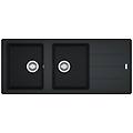 lavello integrato 2 vasche con gocciolatoio laterale destro o sinistro boston l 116 x l 50 cm nero