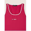 canotta slim in tessuto tecnico con bordature a contrasto siena red donna medium